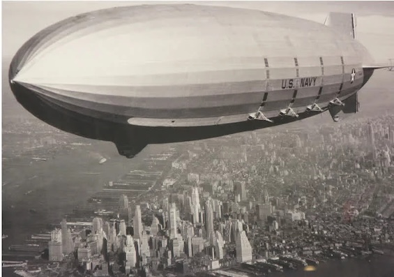 Photo of a blimp over New York City like the one in this steampunk novel