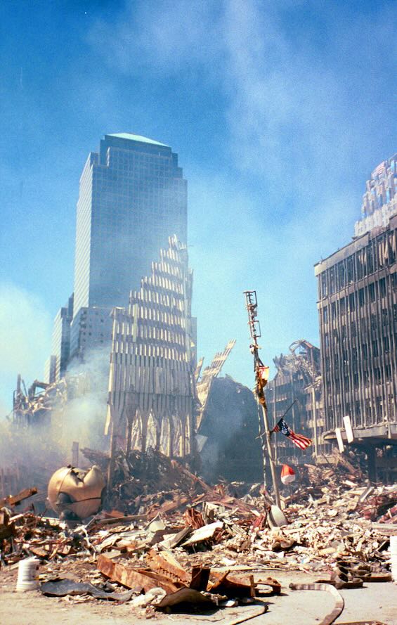 Photo of the World Trade Center three days after the 9/11 attacks which led to the largest forensic investigation ever