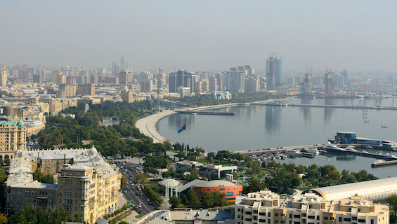 Aerial view of Baku, Azerbaijan, the setting for this Middle Eastern spy story