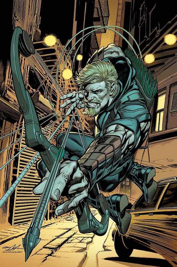Cover image of an issue of DC Comics' "Green Arrow," a superhero story like this novel