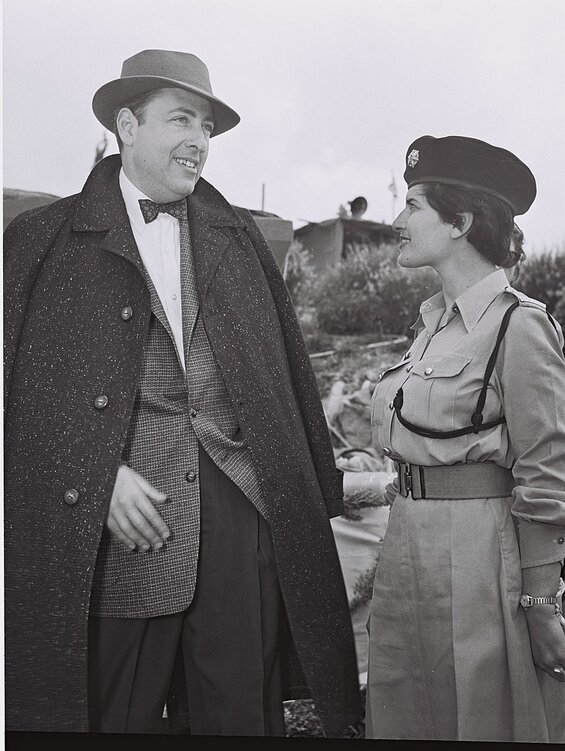 Image of Herman Wouk, author of this classic World War II novel, with an Israeli soldier