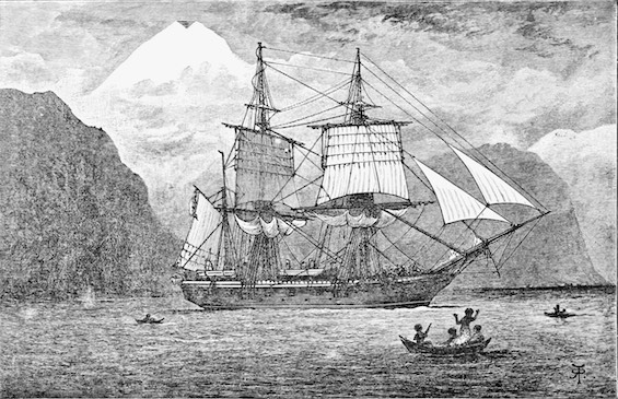 Artist's rendering of the HMS Beagle, the ship on which Charles Darwin and evolution came to be linked