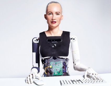 Image of a humanoid robot, a little like the one in this book by a Nobel Prize-winner