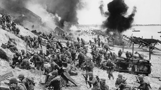 Photo of American troops landing on Normandy, a scene familiar to readers of this book debunking the myths about D Day