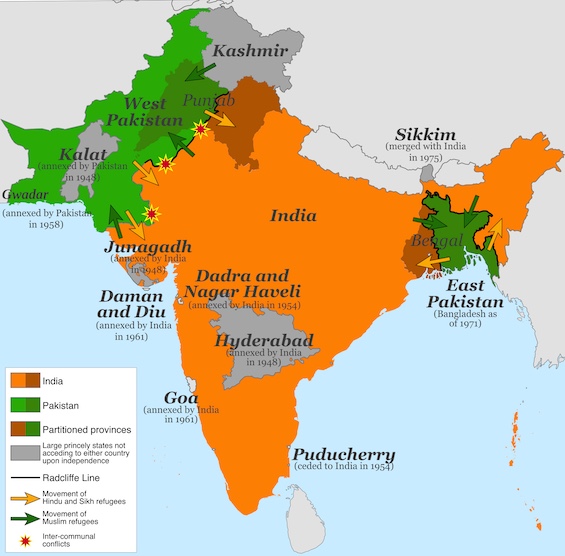 Map that illustrates the story told in this history of the Indian Partition