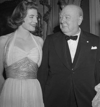 Image of Winston Churchill and his daughter Sarah, after World War II