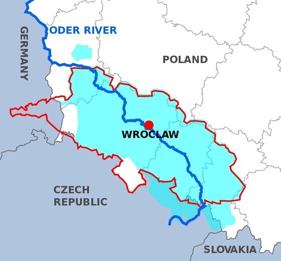 Map of Silesia, the region of this mystery set in Poland