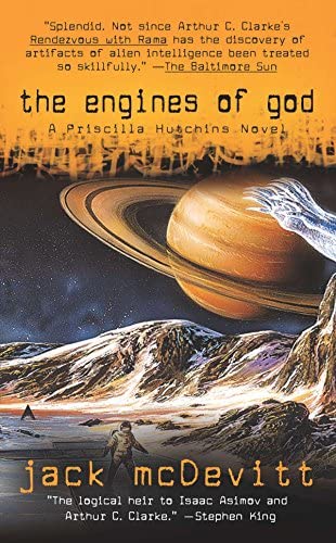 Cover image of "The Engines of God," a novel about the discovery of alien artifacts