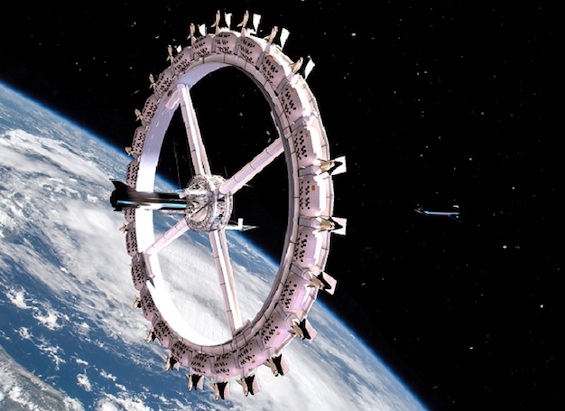 Artist's rendering of a private space station planned for completion by 2030 by a California corporation