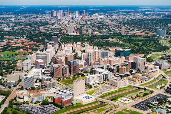 Aerial photo of Houston, Texas, location of the attack in this alien invasion novel