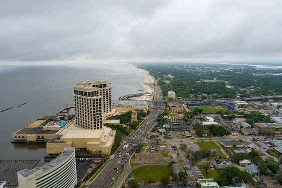 Aerial view of Biloxi, Misissippi, today, the setting for John Grisham's new legal thriller