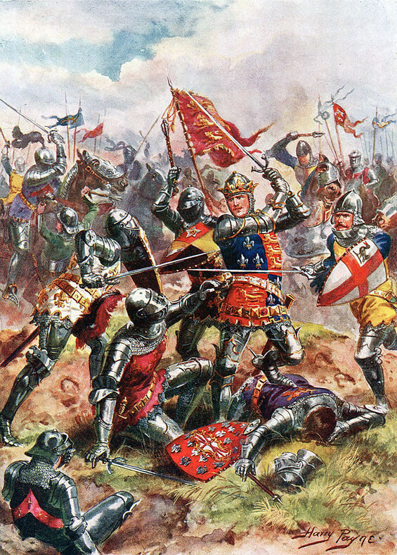 Artist's rendering of fighting during the Battle of Agincourt, a key English victory in 1415