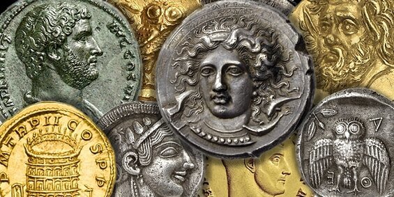 Image of ancient coins like those discussed in this study of coins