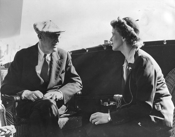 Image of President Franklin Roosevelt and his daughter, Anna, on their way to Yalta 