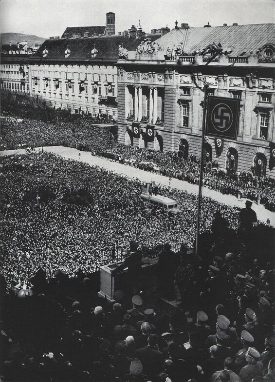 Image of Viennese hearing Hitler announce the Anschluss with Austria