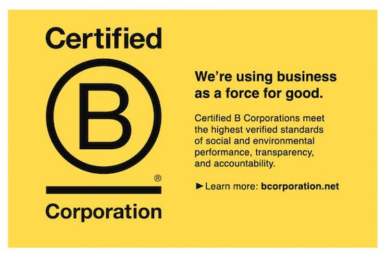 Label for B Corporations, companies that work to counter the widening economic inequality