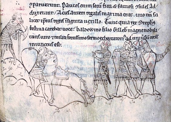 12th-century illustration of a pivotal battle in the first English civil war