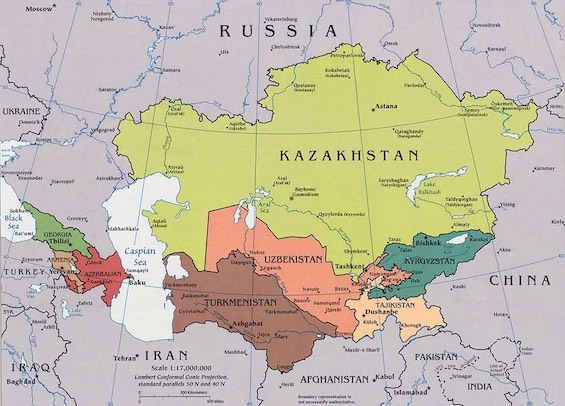 Map of Central Asia, the area where this tale of intrigue in Central Asia plays out
