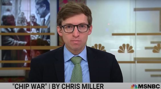 Photo of Chris Miller on MSNBC, author of this book about computer chips