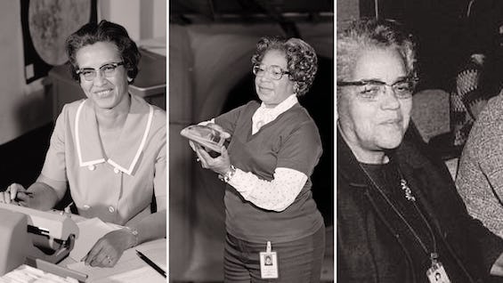 Image of three African-American women who were among the most influential of the Black women in the space race