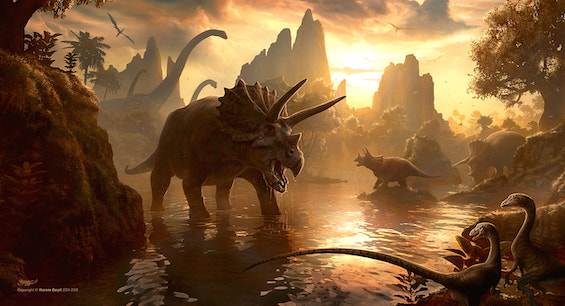 Image of fauna in the Cretaceous Period, which figures in this time travel story
