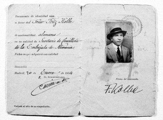 ID card of Fritz Kolbe, the top American spy in World War II 