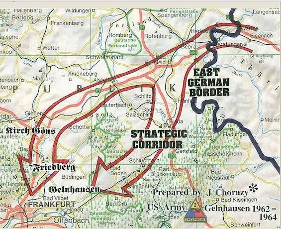 A map showing the vulnerability of the West to a Soviet invasion through the Fulda Gap, critical to understanding the spy scandal revealed in this book
