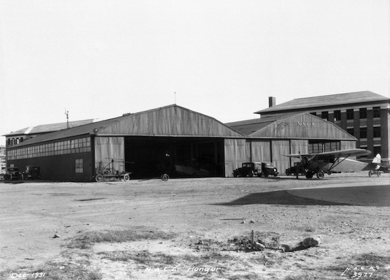 Image of a hangar at the Langley research center in Virginia, where many of the Black women in the space race first obtained jobs