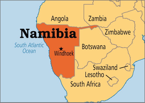 Map of Namibia, where this novel is set