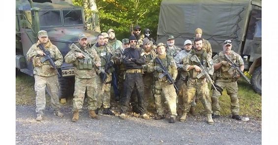 Photo of men in a hard right "militia," possible soldiers in a future domestic conflict