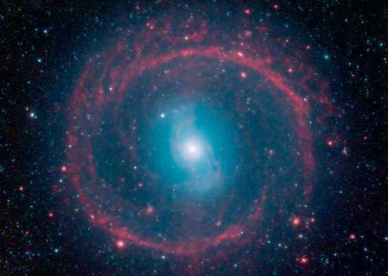Image in red of a galactic rim, which might be like the Corporation Rim in this disappointing Murderbot novel