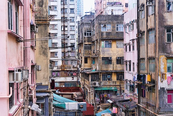 Photo of a poor neighborhood in Hong Kong, like the setting for this story about human trafficking and murder
