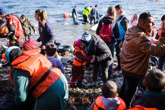 Photo of refugees arriving by sea in Greece, many among them perhaps Syrian refugees