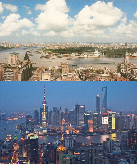 Two views of Shanghai, where this Chinese police procedural is set
