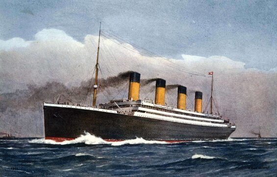 Image of the Titanic on its maiden voyage, a scene central to the story in this original take on time travel