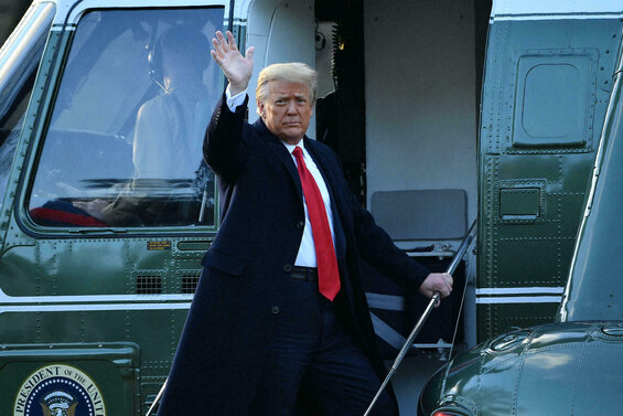 Image of Donald Trump leaving the White House on January 20, capping the formal end to the Trump-Biden transition