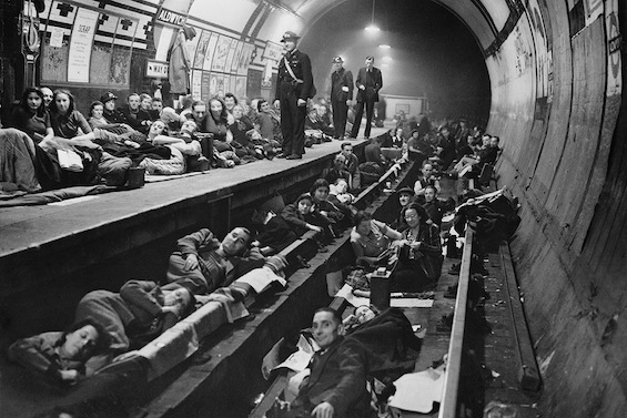 Photo of Londoners sheltering in the tube, as they do in this novel about time travel to World War II