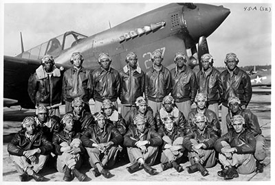 Photo of some of the Tuskegee Airmen, who were among the African-Americans in World War II