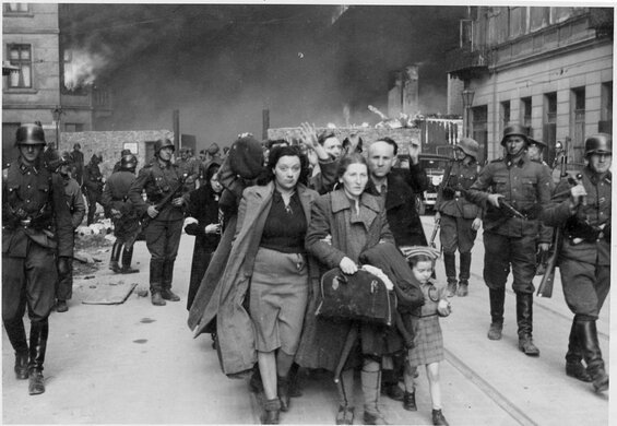 Image of Jewish families being forced from their homes in this novel of the Warsaw Ghetto Uprising